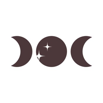 Moon, full moon and crescent with stars. Spooky Halloween festive element. Flat style illustration vector