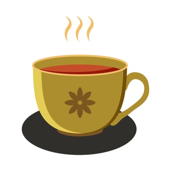 Green cozy cup of hot coffee or tea isolated on a white background. vector