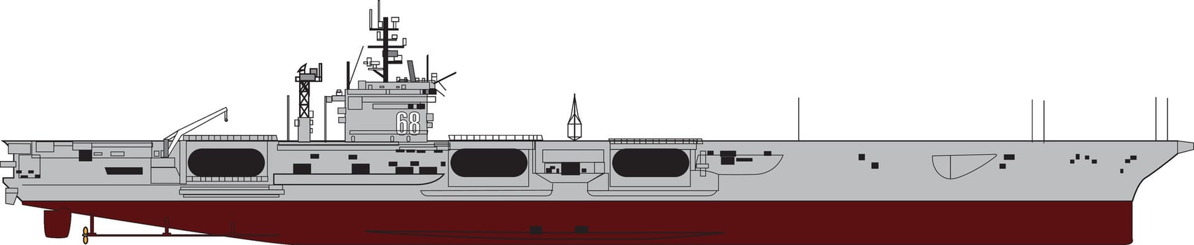 A drawing of a large ship with a red bow vector