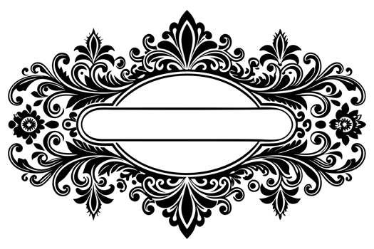 Intricate black floral patterns surround an empty oval shape in the center cutouts png