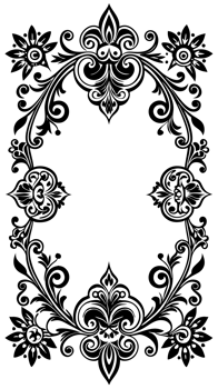 Intricate retro black floral patterns form a border design cutouts png