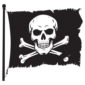 Pirate flag with skull and crossbones illustration vector