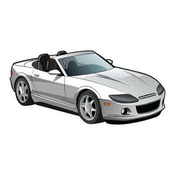 convertible car metallic silver color illustration design on white background vector