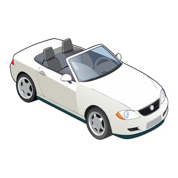 convertible car pearl white color illustration design on white background vector