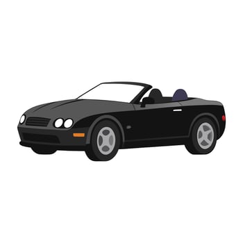 convertible car jet black color illustration design on white background vector