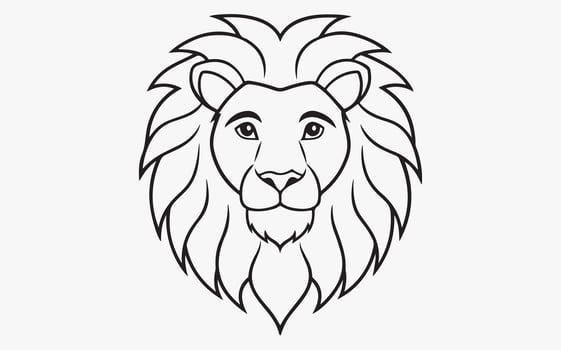 Detailed lion head outline vector