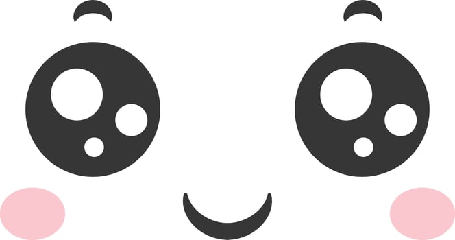 A cheerful illustration features a sweet face with big expressive eyes and a light smile evoking a sense of joy and innocence perfect for childrens themes vector