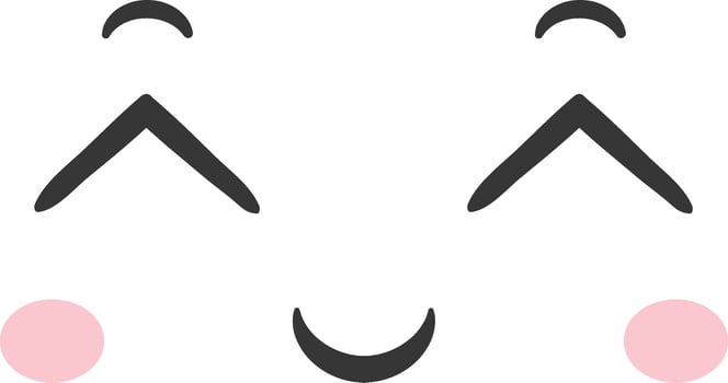 This adorable illustration showcases a smiling face with bright eyes and rosy cheeks perfect for conveying happiness and warmth in digital communication vector