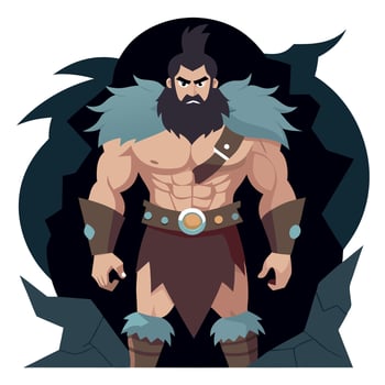 A cartoon character with a beard and a sword vector