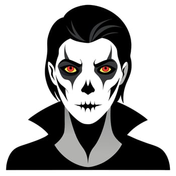 A halloween vampire with red eyes and black hair vector