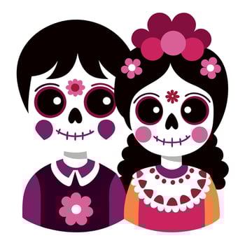 Day of the dead couple vector