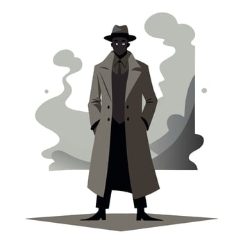 A man in a trench coat and hat vector