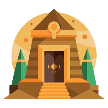 An illustration of a temple with a door and stairs vector