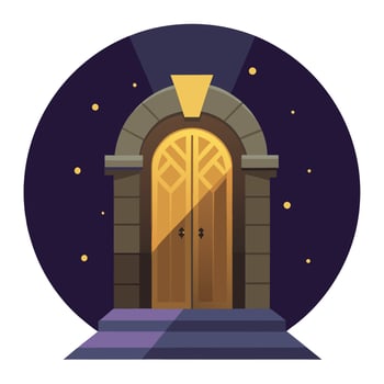 An illustration of a door with a star on it vector