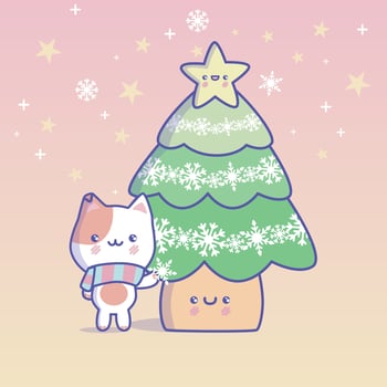 Cute kawaii Christmas vector