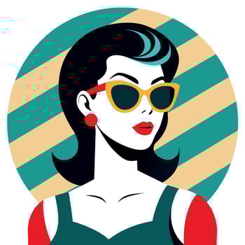 Retro style woman with sunglasses illustration vector