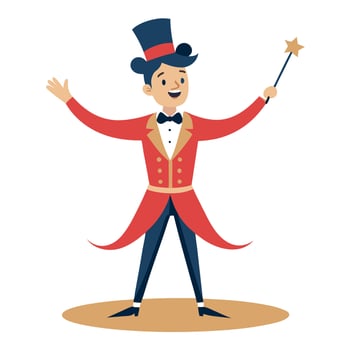 A cartoon magician with a wand vector