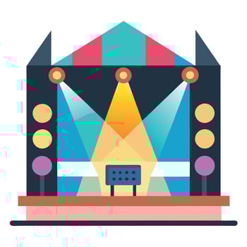An illustration of a stage with lights vector