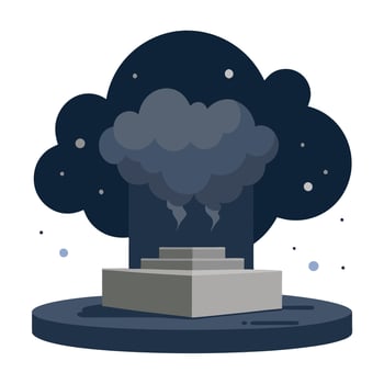A black cloud is coming out of a building vector