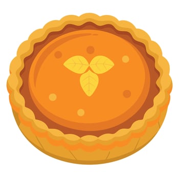 Top view of tasty thanksgiving pumpkin pie isolated on white background vector