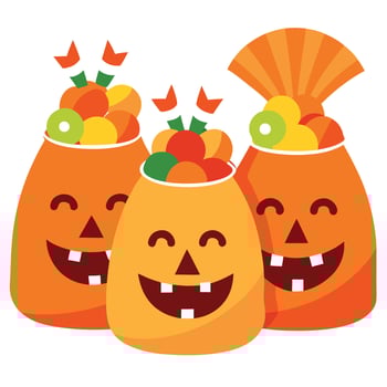 Halloween candy bags with smiling faces vector