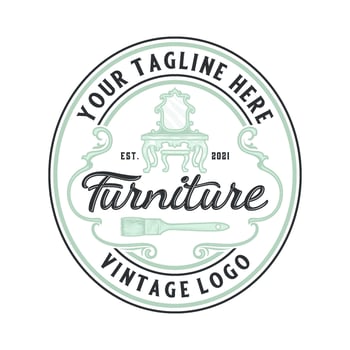 furniture vintage logo design. vintage table emblem concept. for carpentry, furniture and antique companies vector