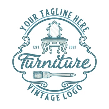 vintage furniture logo design. vintage circular table symbol with four legs for a furniture company. vector