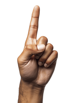 A single finger raised in the air indicating number one against a plain background png