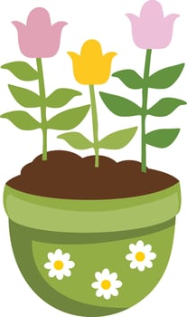 Spring flowers in green vase vector