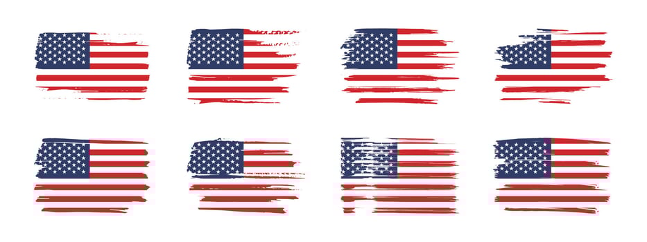 American flag grunge set vector
