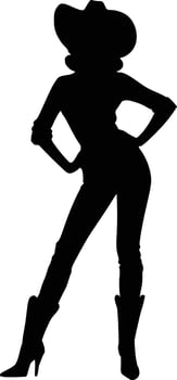 Cowgirl hands on hips silhouette vector