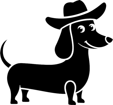Black silhouette of dachshund dog cartoon. . png