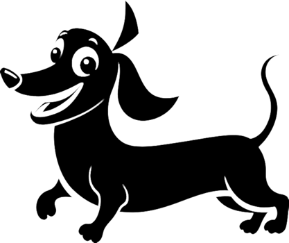 Dachshund dog cartoon stencil black silhouette. . png