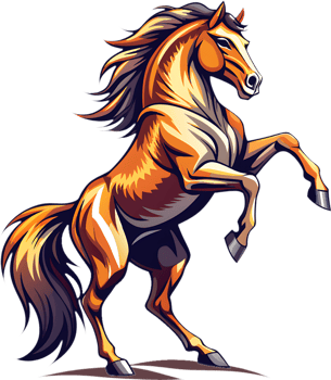 Colorful horse artwork in a charming vintage style. . png