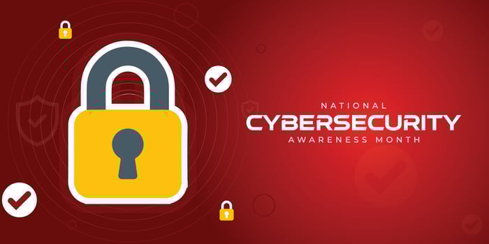 National Cyber Security Awareness Month. Lock, people, earth, search and padlock. Great for cards, banners, posters, social media and more vector