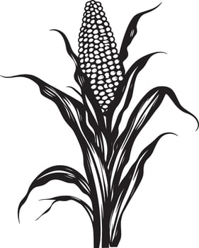 Corn clean simple silhouette black vector