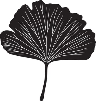 Ginko leaf clean simple linear outline black vector