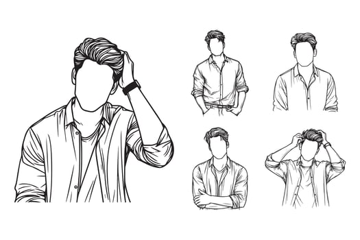 Casual shirt designs illustrated in a minimalist black and white style vector