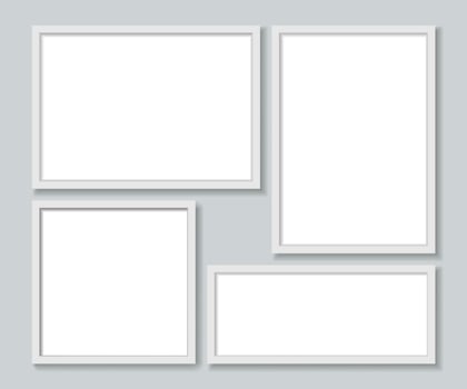 Set white photo frames template. illustration. vector