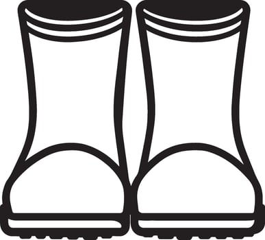 yellow rubber boots clean simple icon outline black vector