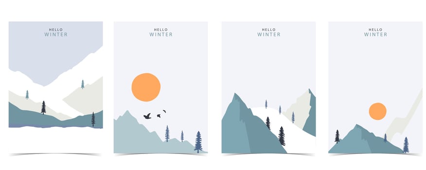 winter landscape background with mountain,tree.Editable illustration for postcard vertical size vector