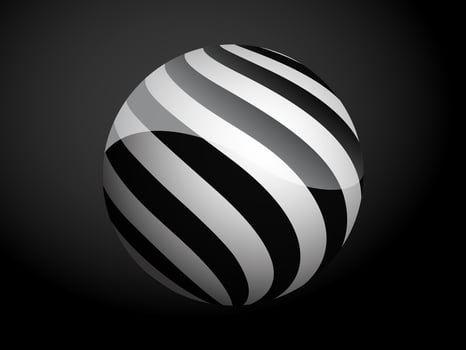 Abstract pattern cover black and white 3D ball. illustration on dark background. vector