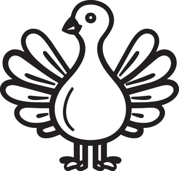 Turkey fly clean simple linear outline black vector