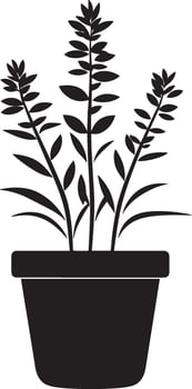 Heather flower in pot clean simple icon silhouette black vector