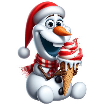 Christmas snowman funny olaf eating cone ice cream png