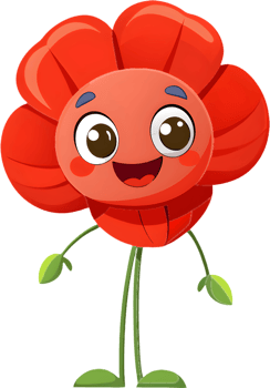 Cheerful poppy flower cartoon clipart for prints. . png