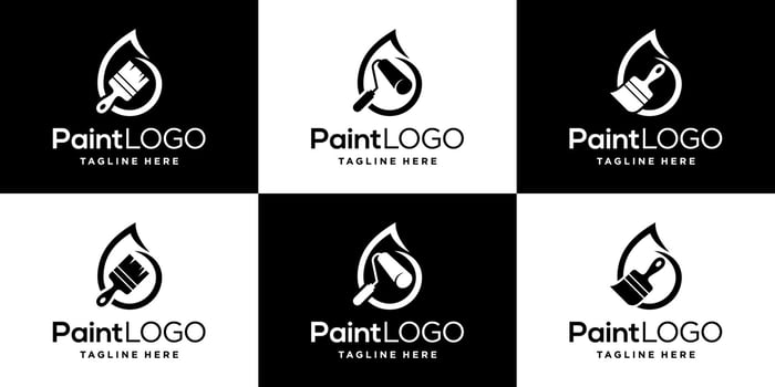 Design template of logo painting collection. Art, brush, repair. EPS 10 icon symbols vector