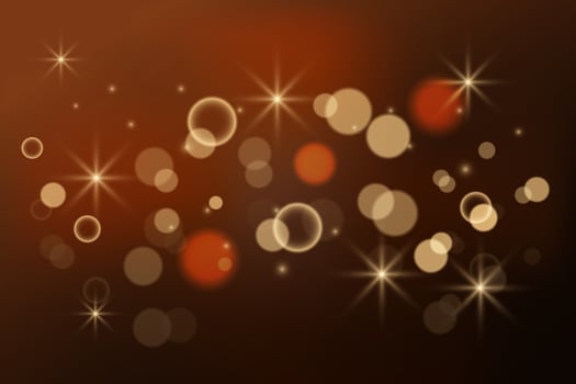 Abstract glowing bokeh effect on dark brown background with glitter. vector