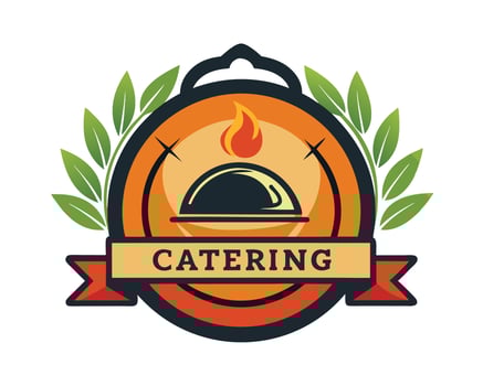 catering logo, emblem, badge, badge design vector