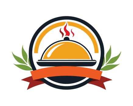 a logo for a restaurant with a cloche vector